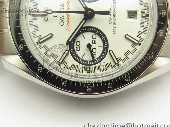 0203 UrbanChic Speedmaster Moonwatch OMF 1:1 Best Edition White Dial Black Hand on SS Bracelet A 8045